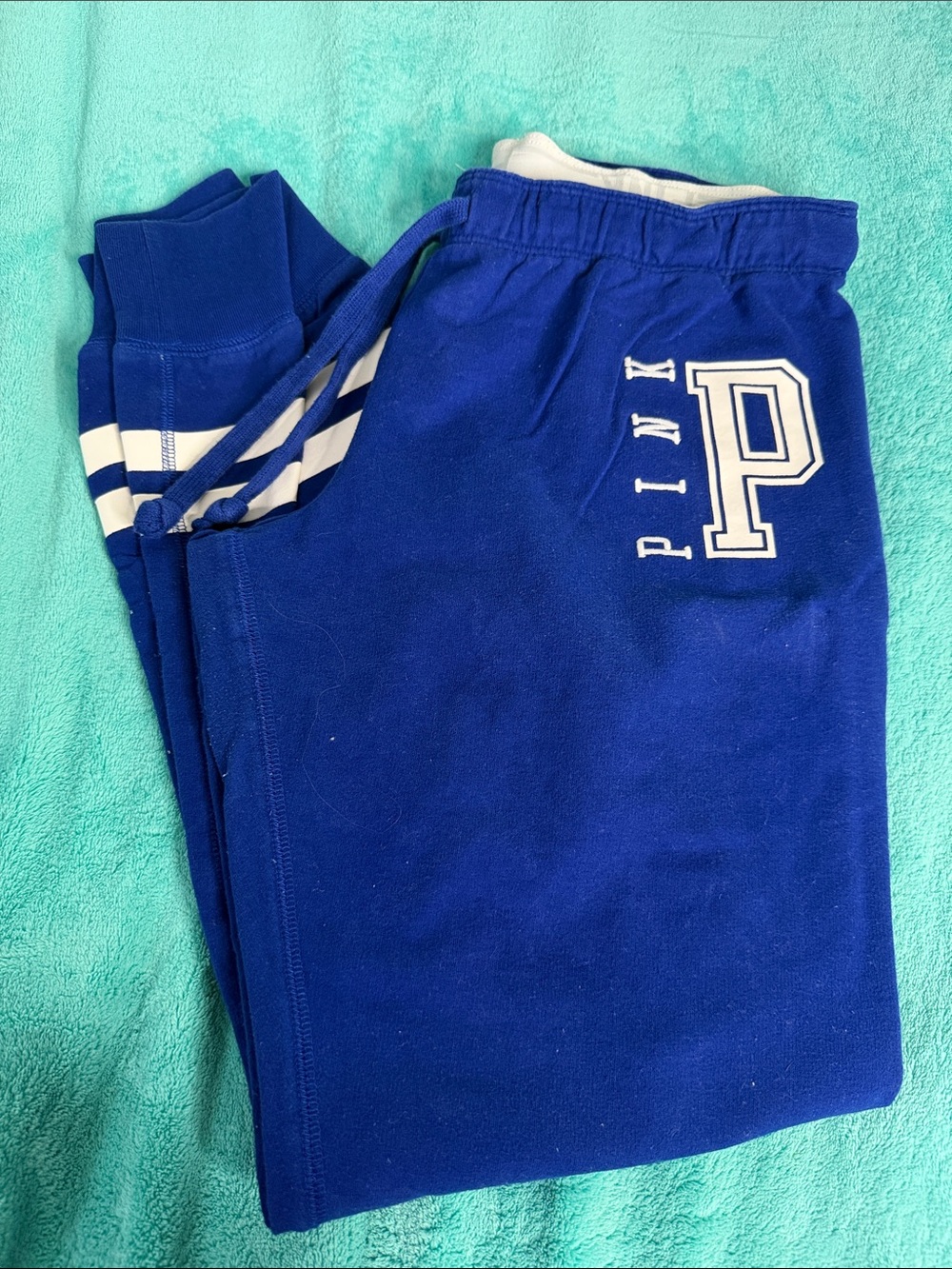 PINK Victoria's Secret Royal Blue & White Logo Joggers Women’s Small